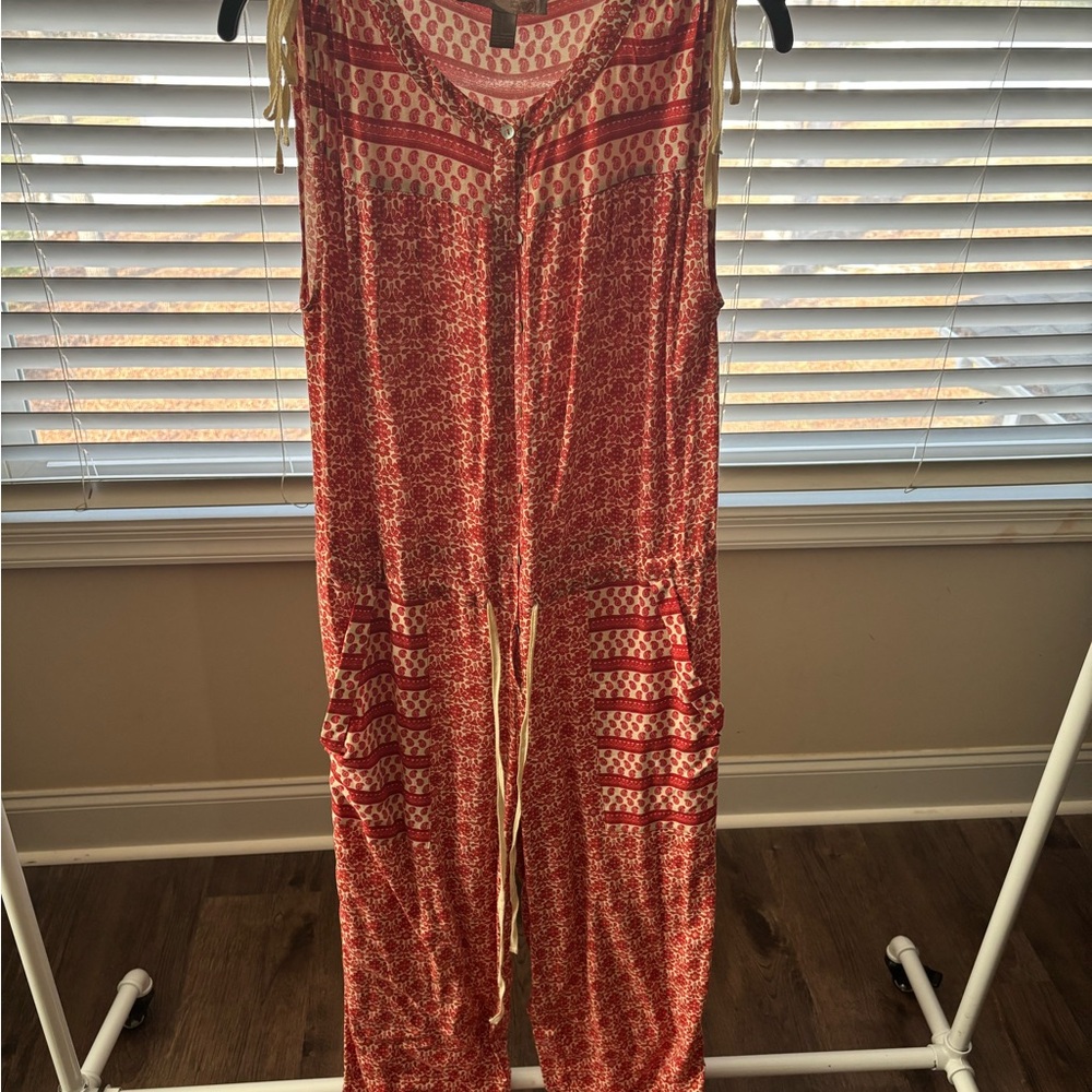 Forever 21 Red Geometric Jumpsuit
